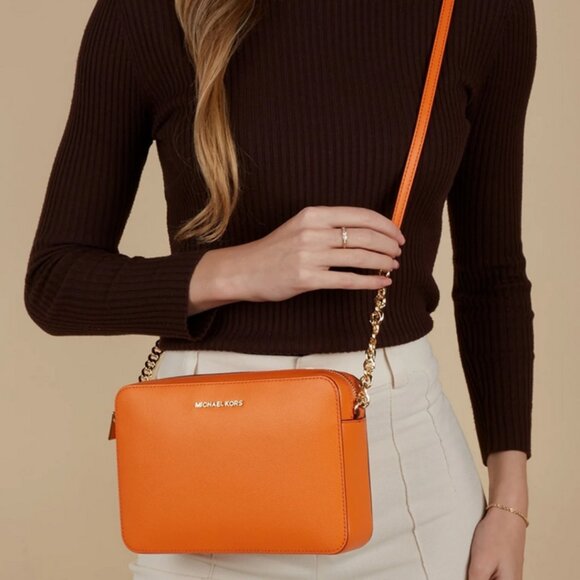 Michael Kors Handbags - Michael Kors Jet Set Orange Crossbody Bag